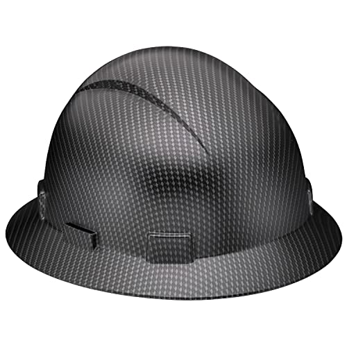 Acerpal Full Brim Non-Vented Classic Black Carbon Fiber Design Matte Finish OSHA Construction Approved Hard Hat with 6-Point Suspension Casco de construccion ACERPAL