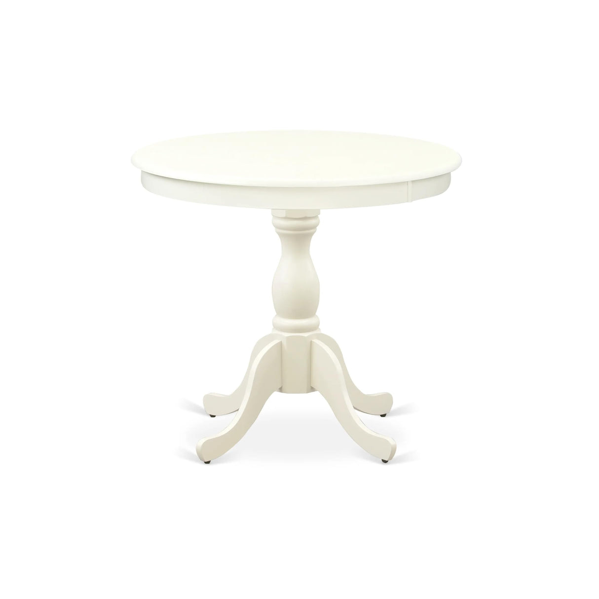 East West Furniture AMGR3-LWH-W 3 Piece Dinette Set for Small Spaces Contains a Round Kitchen Table with Pedestal and 2 Dining Room Chairs, 36x36 Inch, Linen White East West Furniture