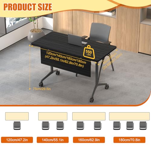 Modular Conference Table,Flip Top Mobile Meeting Table with Wheels,Folding Conference Room Tables,Modern Stackable Training Seminar Tables for Classroom,Meeting Room & Executive Room (6, D, 70.8in) MSFDC