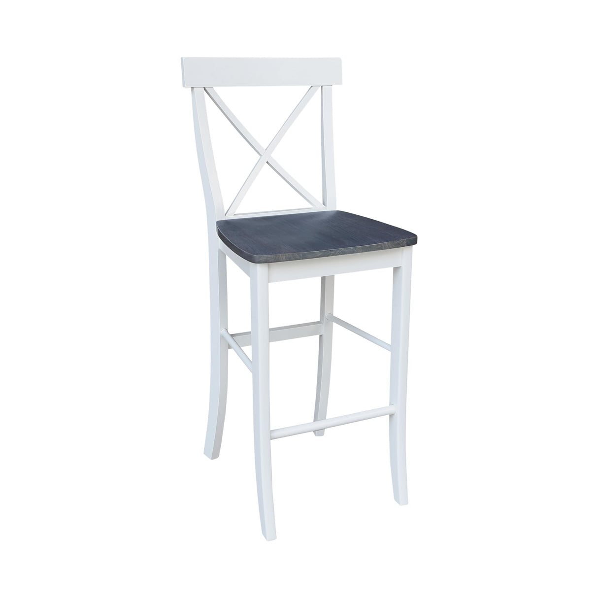 IC International Concepts X-Back BarHeight Stool-30 Seat Height Stool, 30 Inches, White/Heather Gray IC International Concepts