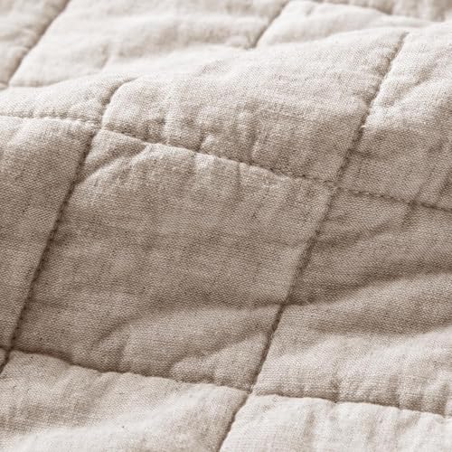 Hyde Lane Linen Quilt Set Queen Size - Breathable Box Stitched European Flax Bedding Set for Bedspread and Coverlet, with 2 Pillow Shams, 90"x96", Linen Hyde Lane