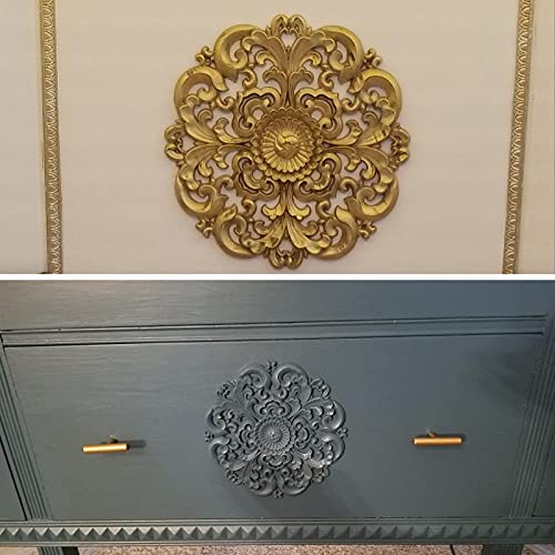 MUXSAM Retro Wood Carved Onlays Appliques, Round Solid Woodcarvings Center Decals for Closet Door Cabinet Drawer Wall Ceilling Dresser Wardrobe MUXSAM