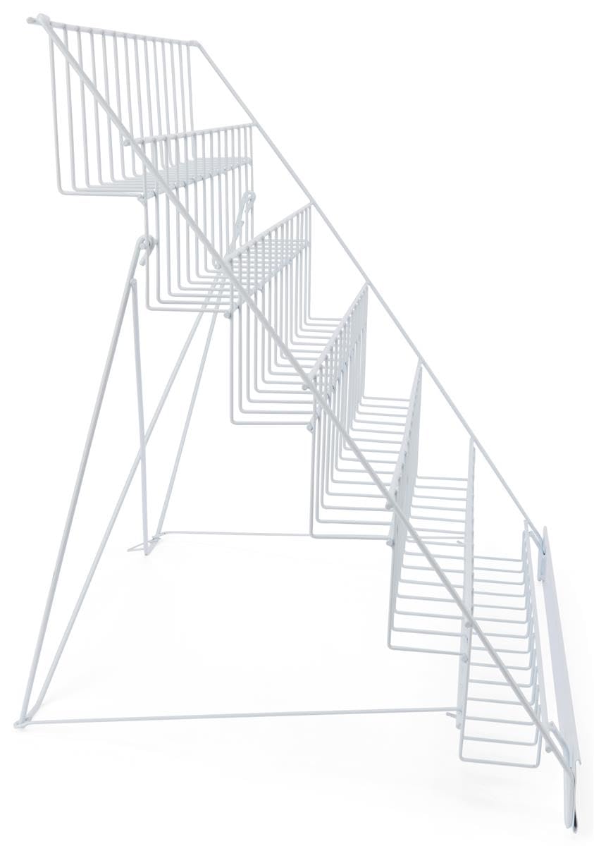 Displays2go 6-Tier Wire Countertop Rack for Literature, Open Shelving Accommodates a Variety of Items, Small Sign Channel - White Displays2go