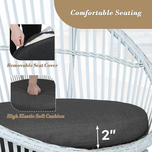 Athena Collection Outdoor Patio Furniture Set Wicker Bistro Set, 3 Piece Conversation Set All-Weather PE Rattan Chairs with Seat Cushions & Glass Table for Porch, Backyard, Black Athena Collection