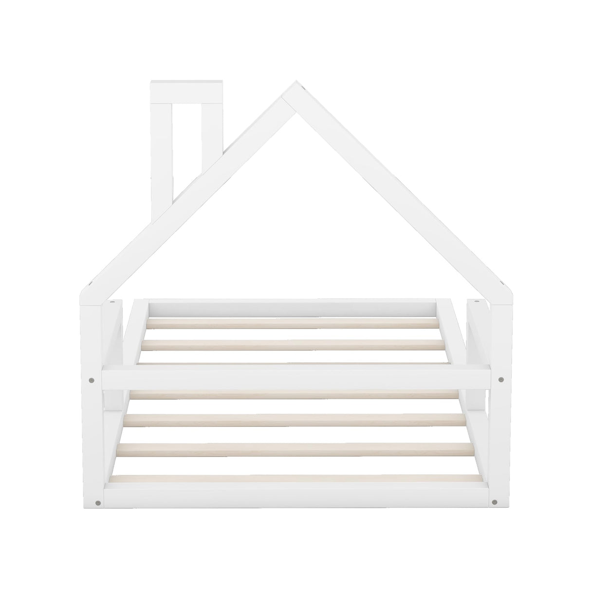 Harper & Bright Designs Twin House Bed Frame with Solid Wood Slats - White Harper & Bright Designs