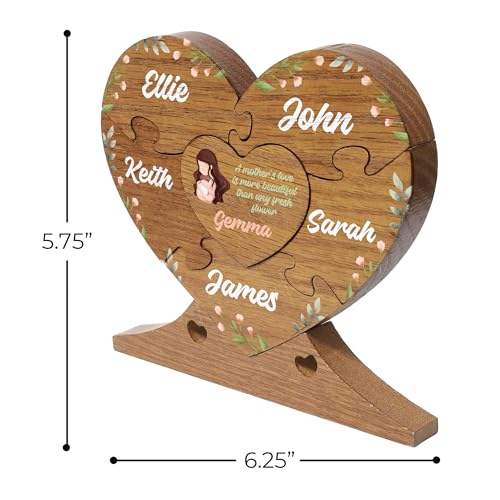 6" Personalized Wooden Heart Puzzle Made of Solid Oak, Custom Wooden Family Puzzle with Names (Design 1) Basic Fundamentals