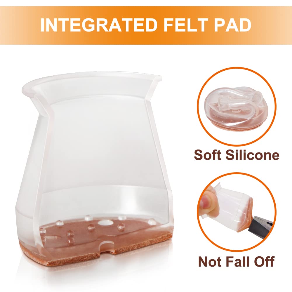 24 Pcs Chair Leg Floor Protectors for Hardwood Floors Silicone Covers to Protect Wood Tile Floors Scratches Felt Pads Furniture Leg Caps No Noise (Fit:0.9"-1.29") VIUME