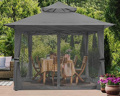 ABCCANOPY Pop Up Gazebo 13x13 - Outdoor Canopy Tent with Mosquito Netting for Patio Garden Backyard(Gray) ABCCANOPY