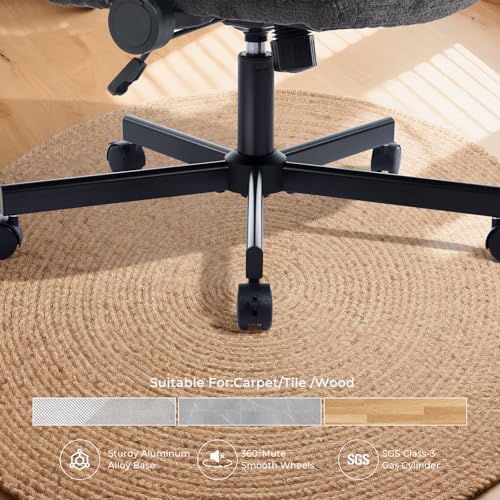 Morkprism Criss Cross Chair with Flip-Up Arms and Lockable Wheels, Plush Fabric Cross Legged Office Desk Chair,Wider 125°Tilting Adjustable Swivel Computer Chair for Home, Apartment, Bedroom,Black Morkprism