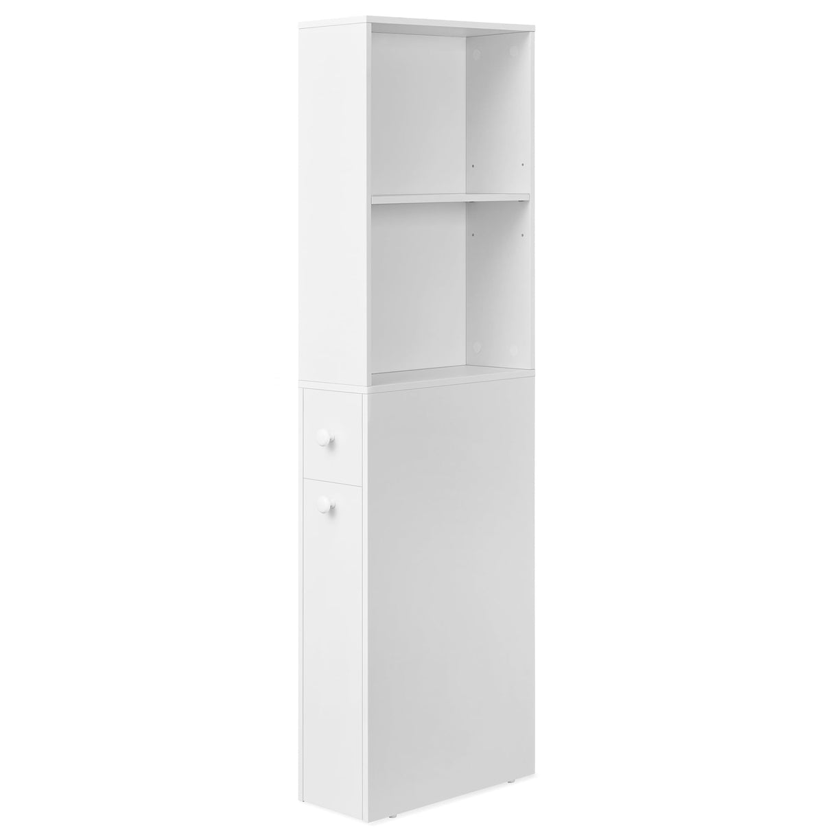 VASAGLE Slim Storage Cabinet, Narrow Freestanding Cabinet with Drawers and Adjustable Shelf, Modern Linen Tower for Living Room Bathroom Bedroom, White UBBK567T14 VASAGLE