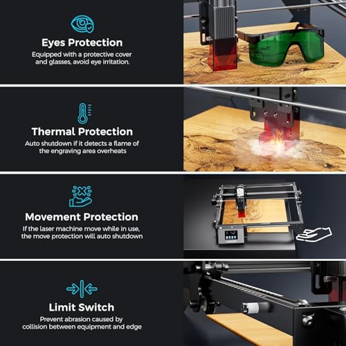 LONGER Laser Engraver Ray5 10000MW Higher Precision DIY Laser Engraving Machine with 3.5" Touch Screen, 400x400mm, 0.06mm Laser Spot 10000mm/min, Offline Usage CNC Laser Cutter for Wood Metal Longer