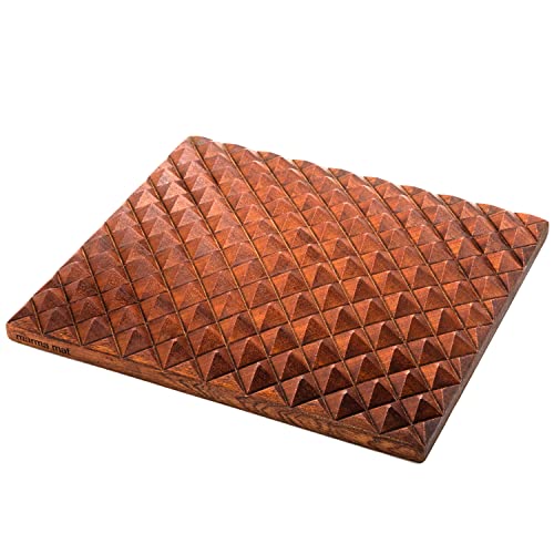 Premium Mahogany Wood Acupressure Mat for Pain Relief, Neuroplasticity and Relaxation | Made in USA, 9.5” W x 11” L x 1.5” H ACUWISE