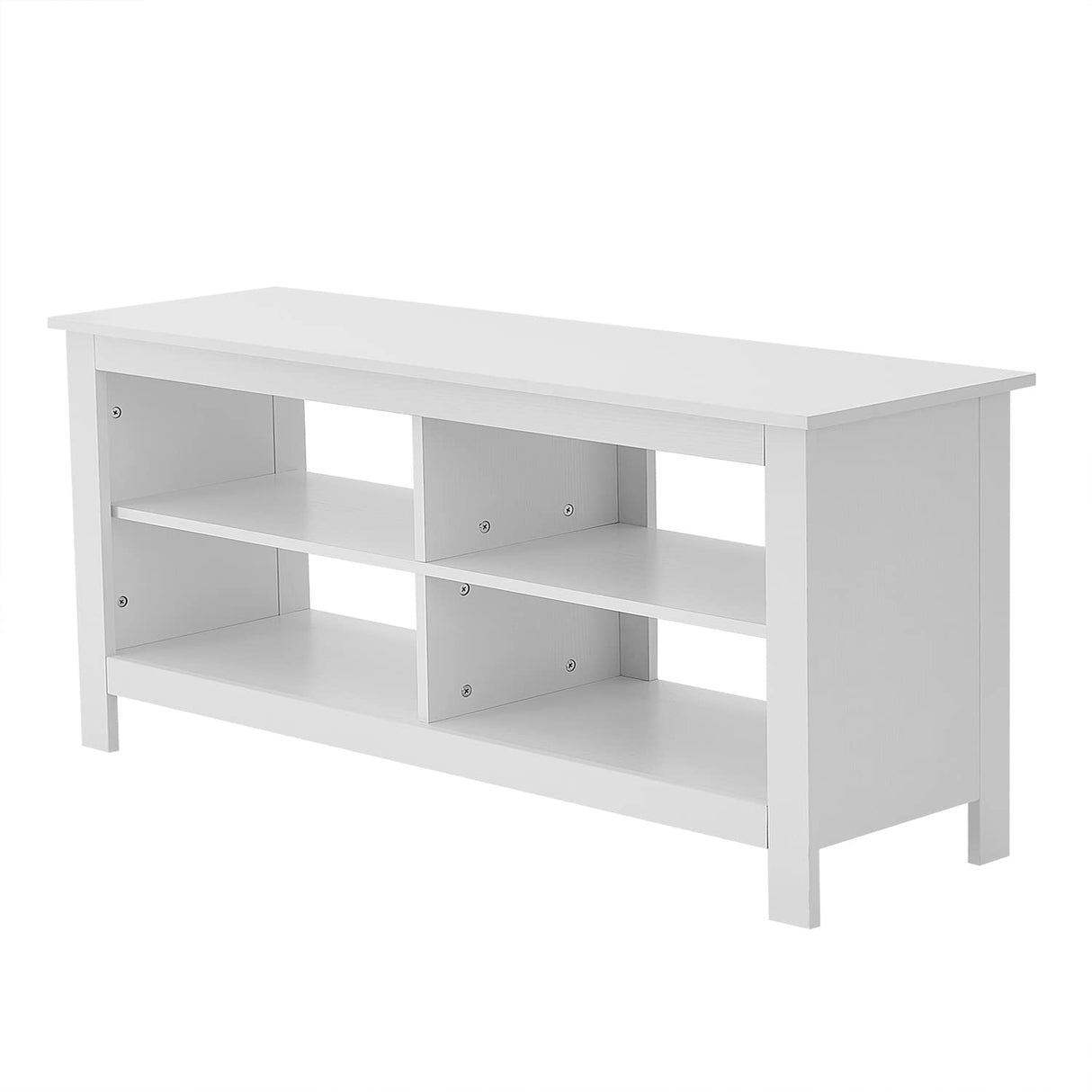 Panana TV Stand, 4 Cubby TV Stand for 60 inch TV, Farmhouse Television Stands Entertainment Center Media Stand with Storage TV Table Stand for Living Room (White 55 inches) Panana