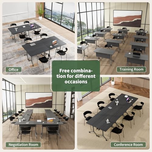 ZanyCajole Conference Room Table Folding Conference Tables, Modern Mobile Foldable Training Tables, Modular Rectangular Seminar Meeting Table with Silent Wheels for Office (4, Grey3, 61) ZanyCajole