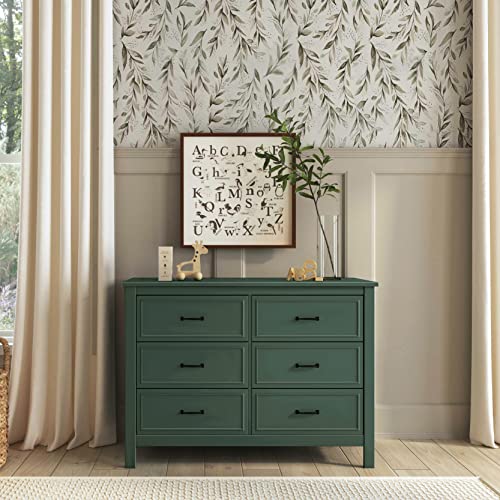 DaVinci Charlie 6-Drawer Baby Dresser - Wooden Double Chest of Drawers for Kids, Boys and Girls - Multi-Purpose Storage for Bedroom, Nursery, Living Room & Hallway, Easy to Assemble - Forest Green DaVinci