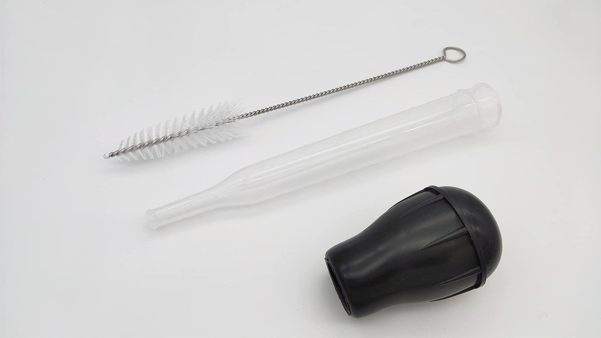 Turkey Baster Set, Turkey Injector Syringe with Cleaning Brush, Syringe Baster for Cooking - 11.5 inch Baster with Measurments for BBQ Grill Baking Kitchen Cooking HZXSDEG