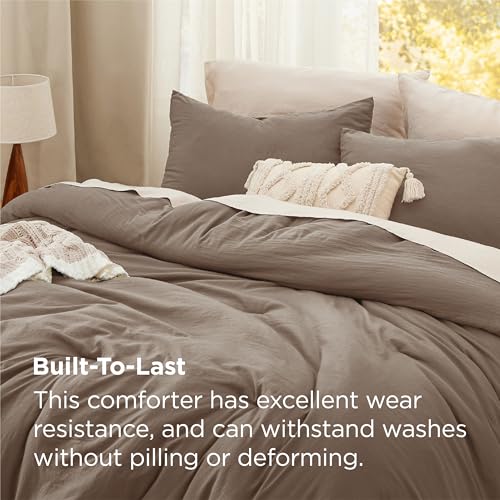 Bedsure Queen Comforter Set, Brown Soft Prewashed Bedding for All Seasons, 3 Pieces GentleSoft™ Bed Set, 1 Lightweight Comforter (90"x90") and 2 Pillowcases (20"x26") Bedsure