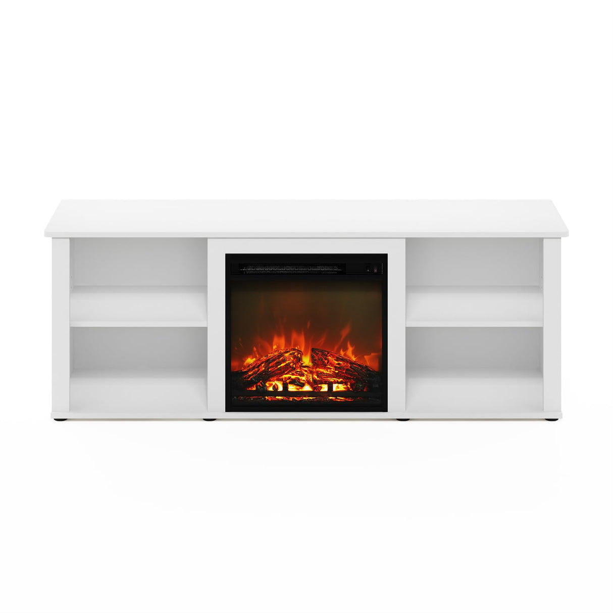 Furinno Classic 60 Inch TV Stand with Fireplace, Solid White Furinno