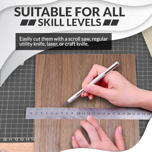 Walnut Plywood Sheets for Crafts 1/8 inch, 3mm Plywood Sheet for Laser Cutting, Wood Burning, Architectural Models, Drawing - 6 Pack Walnut Wood Sheets 12 x 12 inch (SS Custom Products) SS Custom Products