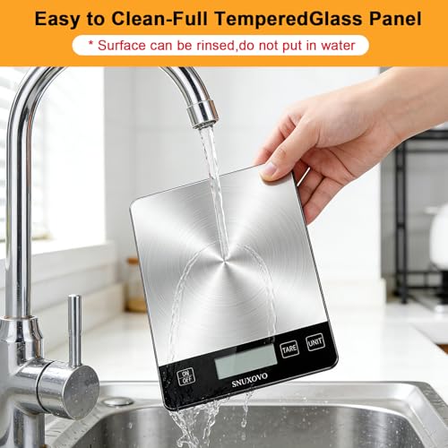 Food Scale, 33lb Digital Kitchen Scale, Stainless Steel Waterproof, 1g/0.05oz Precise Graduation, Grams and Ounces, Dual Power (Battery & USB Charging), for Cooking Baking Weight Loss
