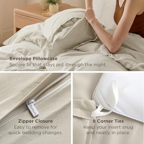 Bedsure Duvet Cover King Size - Soft Double Brushed Bedding Set for Kids & Adults, Zipper Closure, 3 Pieces, Includes 1 Duvet Cover (104"x90") & 2 Pillow Shams, NO Comforter, Linen Bedsure