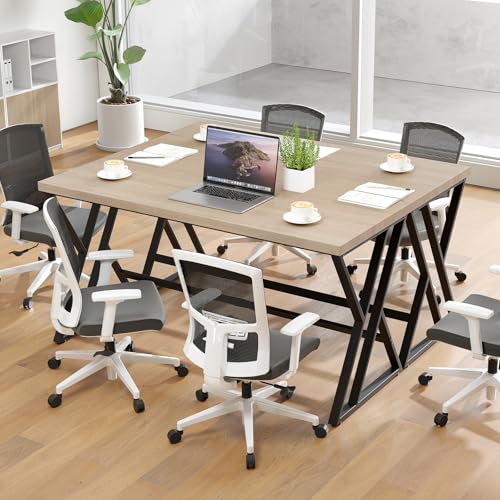 Giantex 5 FT Conference Table for 4-6 People, Modern 48" D x 59" W Large Meeting Table with Z-Shaped Metal Leg, Rectangle Conference Room Table for Office, Boardroom, Grey Oak Giantex