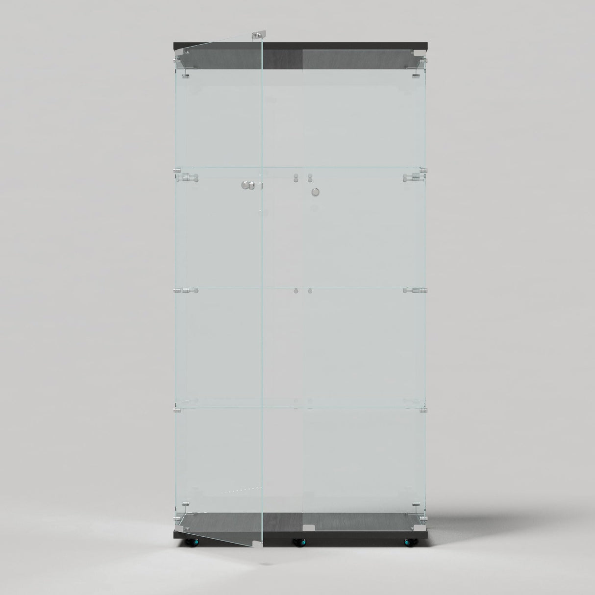 65.59" Tall Tempered Glass Display Cabinet with LED Lights&Rolling Wheels, Curio Cabinet with 4 Shelves with 2 Door, Quick-Install Style Floor Standing Bookshelf File Cabinet for Living Room Office Maxtude