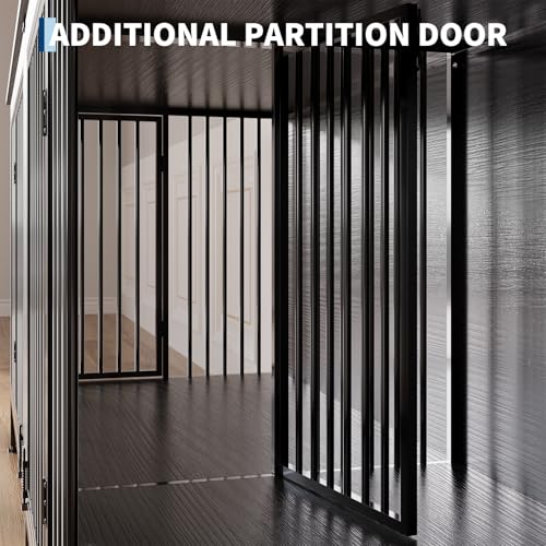 79โโ Double Dog Crate Furniture, Large Dog Kennel Indoor, Heavy Duty Double Dog Crates for Medium/Large Dogs, Dog Kennel Furniture Indoor As TV Stand, Rustic Black GAOMON