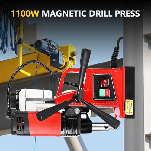 Portable Electric Mag Drill Press - Powerful 2922lbf, 1100W, 1.6" Boring Diameter, Variable Speed, 550RPM. Garvee