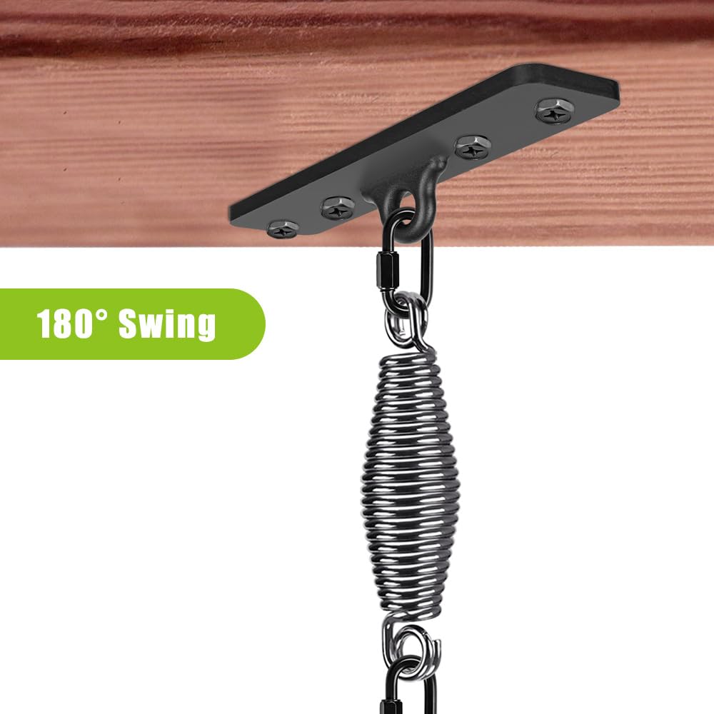 Dolibest Heavy Bag Hanger, Wall Ceiling Mount Hook for Punching Bags, Body Weight Strength Training Systems, Wood Beam Holder with Spring and 2 Carabiners, 4Wood Screws for Wooden Sets Dolibest