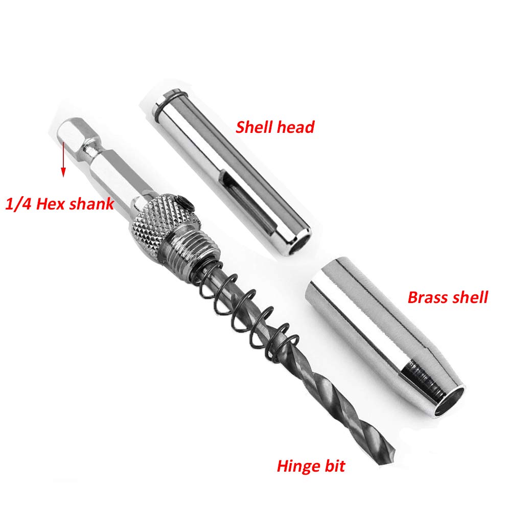 Eyech 4Pcs HSS Door Window Cabinet Self Centering Hinge Drill Bits Set Center Hinge Drill Bit Mill Tool for Opening Hole-5/64 Inch 7/64 Inch 9/64 Inch 11/64 Inch Eyech