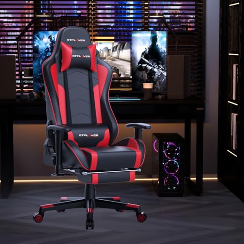 GTPLAYER Gaming Chair with Footrest Speakers Video Game Chair Bluetooth Music Heavy Duty Ergonomic Computer Office Desk Chair GTPLAYER