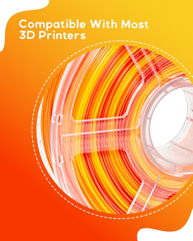 Cookiecad PLA Filament 1.75mm 1kg Rainbow Multicolor 3D Printer Filament - Sunrise PLA Cookiecad
