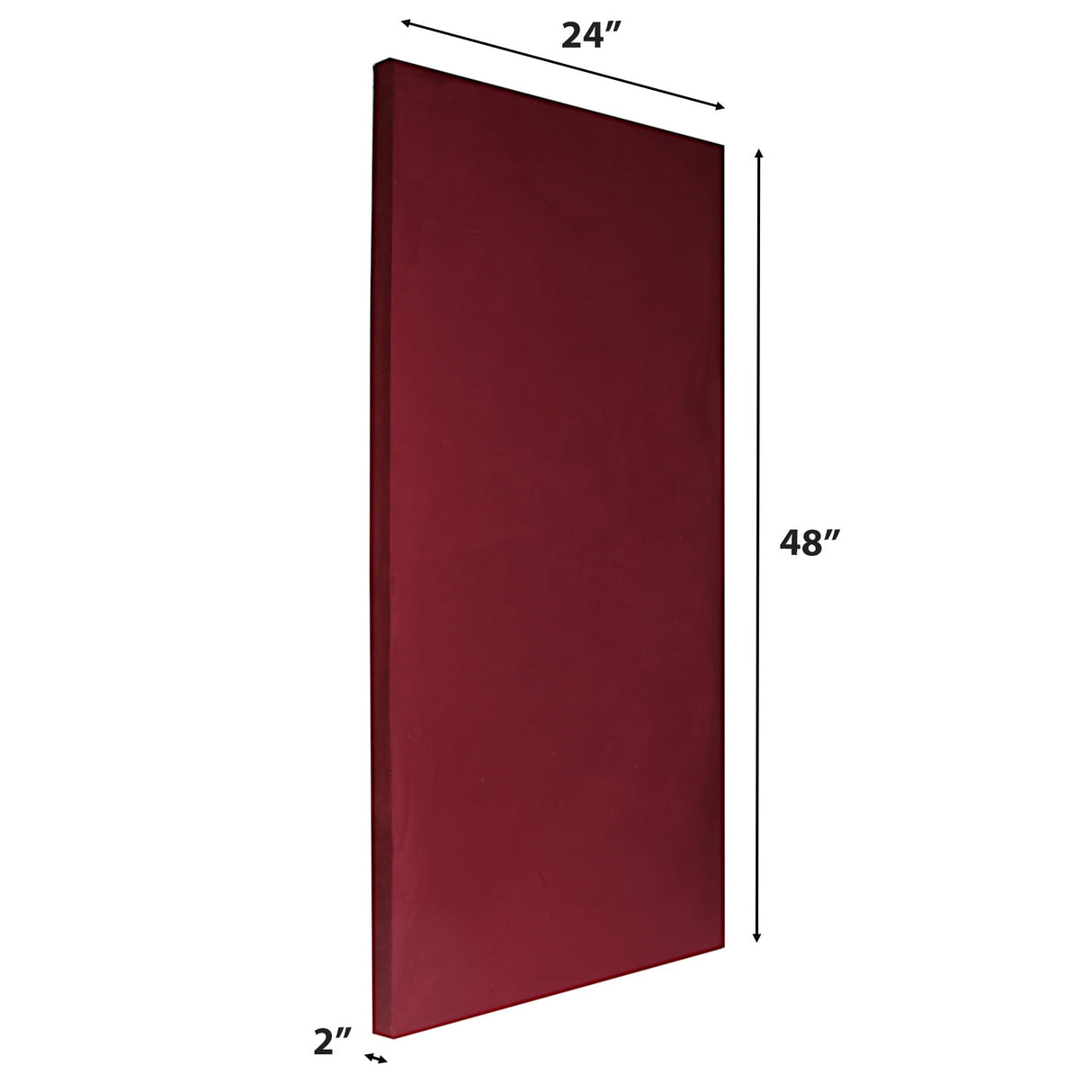 ATS Acoustics Sound Absorbing Microsuede Fabric Studio Acoustic Panel Wall Art 24" x 48" x 2" Square Edge (Wine) ATS Acoustics