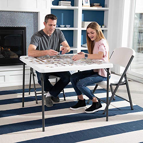 LIFETIME 80783 37-Inch Commercial Grade Square Folding Card Table, White Granite LIFETIME