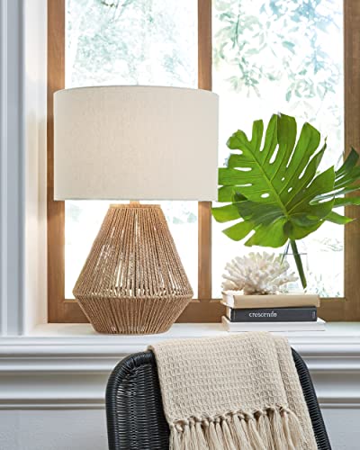 Signature Design by Ashley Clayman Bohemian 23.5" Paper Rope and Wood Table Lamp, Light Brown Signature Design by Ashley