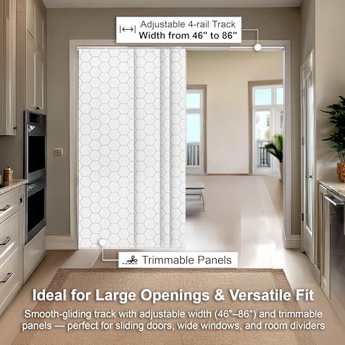 CHICOLOGY Sliding Door Blinds, Blinds for Sliding Glass Doors, Sliding Glass Door Blinds, Vertical Blinds for Patio Doors, Room Divider, Hexagon, W:46-86 x H: 0-96 inch CHICOLOGY