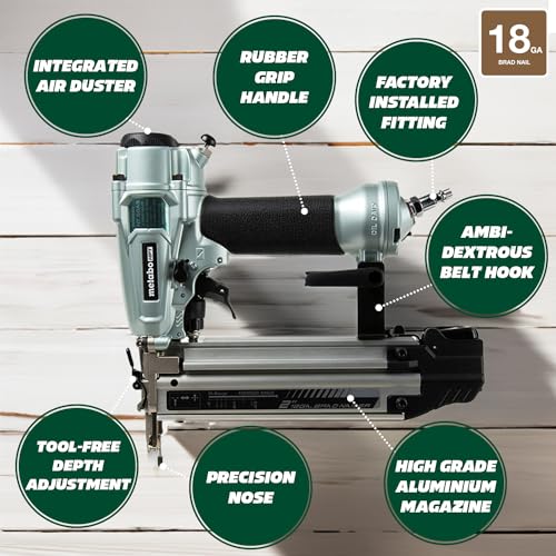 Metabo HPT Pro Brad Nailer Kit, 18 Gauge, High Grade Aluminum Magazine, Accepts 5/8-Inch To 2-Inch Brad Nails, NT50A5 Metabo HPT