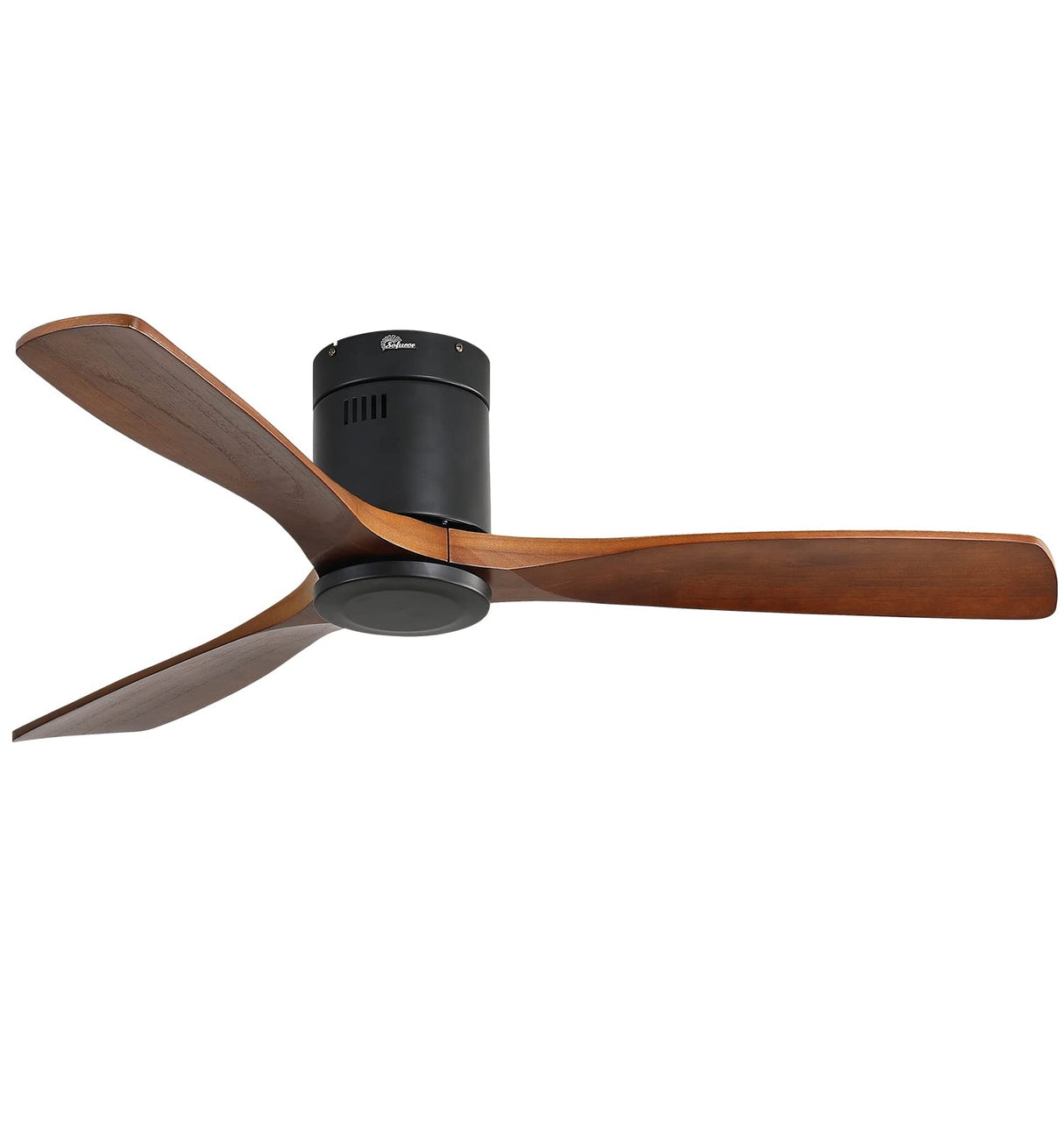 Sofucor Flush Mount Ceiling Fan Low Profile Ceiling Fan with Remote Control 52 Inch Outdoor Ceiling Fan 3 Reversible Walnut Wood Blades Noiseless DC Motor 6 Speed with Timer Sofucor