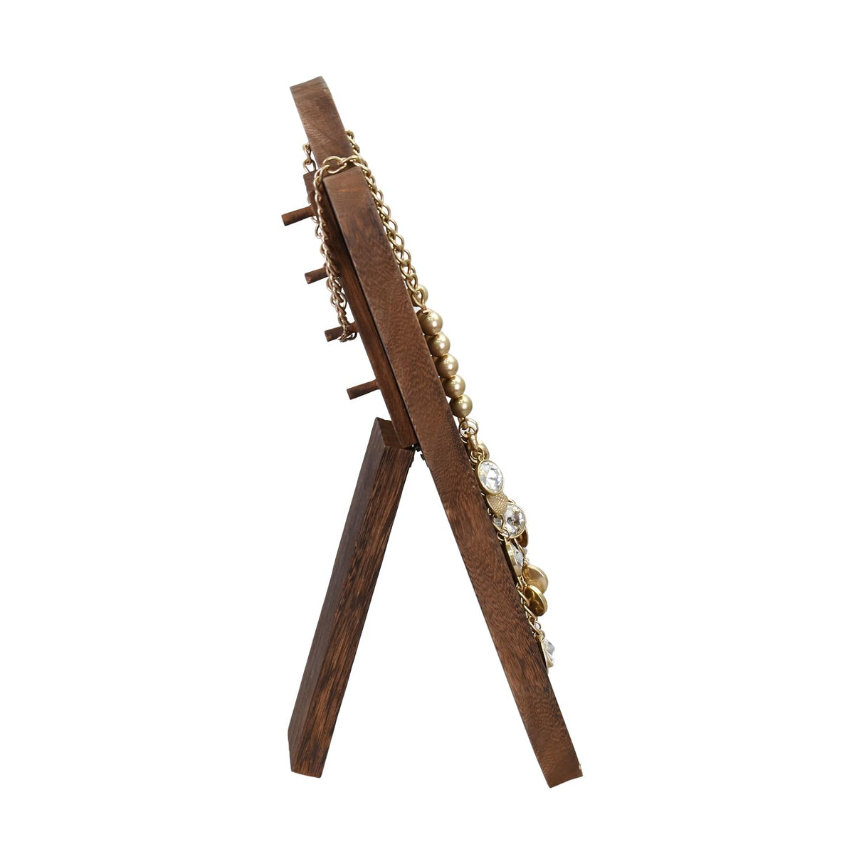 MOOCA Foldable Wooden Easel Necklace Display for Larger Necklaces, Portable Jewelry Organizer with Curved Top Design, Brown Color MOOCA