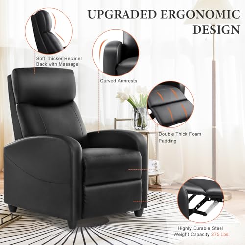 Sweetcrispy Massage Recliner Chair for Adults, Adjustable Home Theater Seating with Lumbar Support for Living Room, Modern Fabric Reclining, Grey Sweetcrispy