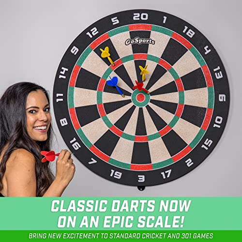 GoSports Giant 3 ft or 4 ft Cork Dartboards - Includes 12 Giant Darts and Scoreboard - New Fun Twist on Darts GoSports