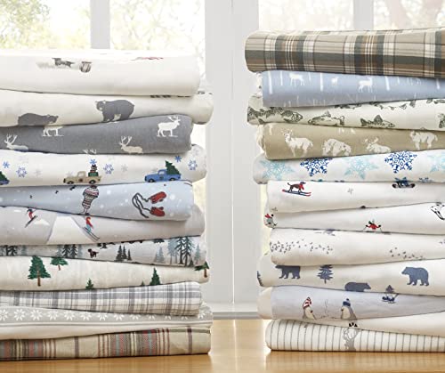 Eddie Bauer - Queen Sheets, Cotton Flannel Bedding Set, Brushed For Extra Softness, Cozy Home Decor (Snowflake Fair Isle, Queen) Eddie Bauer