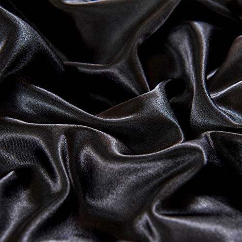 HOdo Home Satin Duvet Cover Twin Size, 3 Piece Silk Like Comforter Cover, Ultra Soft and Breathable Bedding Set with Zipper Closure & Corner Ties (Black) HOdo Home