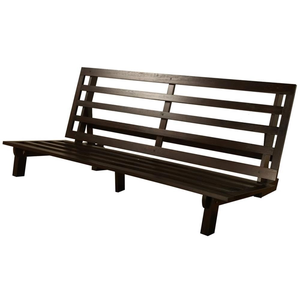 Kodiak Furniture Carson 75" Traditional Full-Size Wood Futon Frame, Solid Pine Construction, Assembly Required, in Java Brown Finish Kodiak Furniture