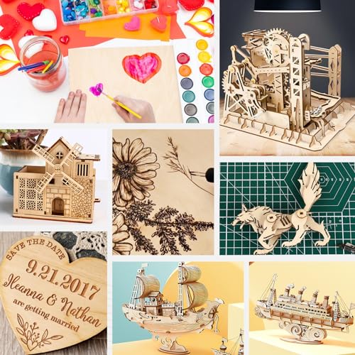 MITINU 50 Pack Basswood Sheets for Crafts,12"x12"x1/8" 3mm Thick Plywood Sheets with Smooth Surfaces-Unfinished Squares Wood Boards for Laser Cutting, Wood Burning, Architectural Models, Staining MITINU