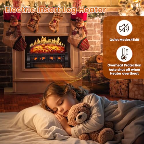 ZAFRO 21" Electric Fireplace Insert — Realistic 3D Flame, 750W/1500W Heat, Remote Control, Timer & Safe Overheat Protection for Home or Office ZAFRO