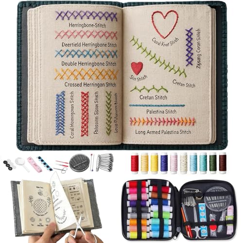 2026 Upgraded Embroidery Stitch Book Kit for Beginner, DIY Book Embroidery Kit with Full Tools and Instructional Tutorial 106 Patterns for Craft Lovers and Sew Enthusiast,DIY Craft Lovers(1pack--)