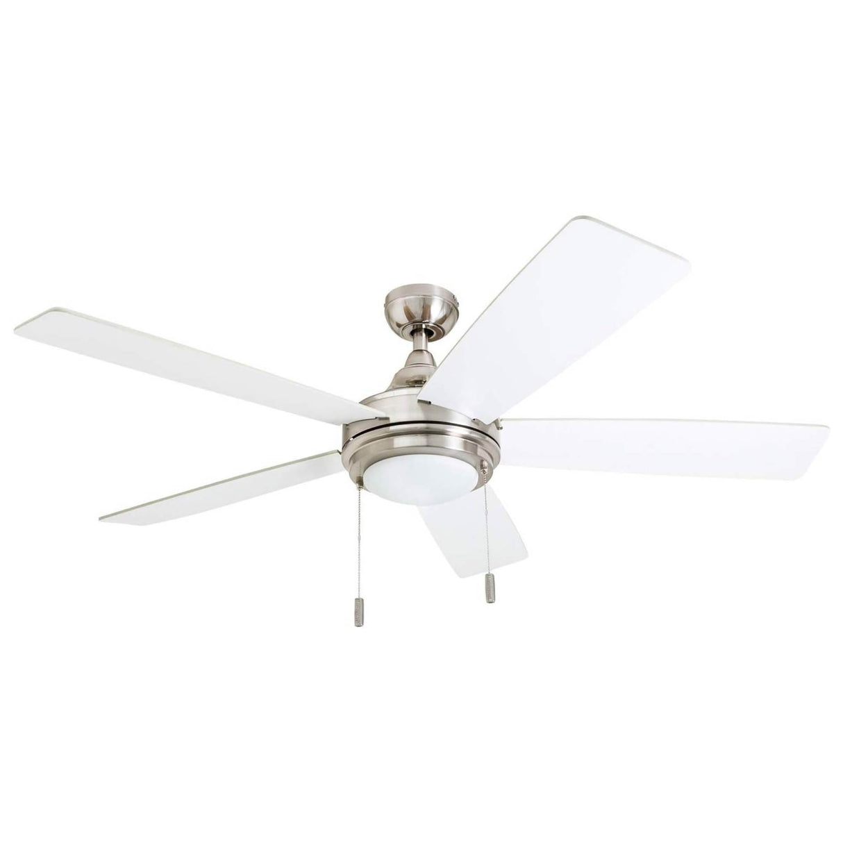 Honeywell Ceiling Fans Ventnor, 52 Inch Modern Farmhouse Indoor LED Ceiling Fan with Light, Pull Chain, Three Mounting Options, Dual Finish Blades, Reversible Motor - 50606-01 (Brushed Nickel) Honeywell