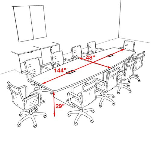 Modern Boat Shaped 12' Feet Conference Table, OF-CON-C134 UTM Furniture